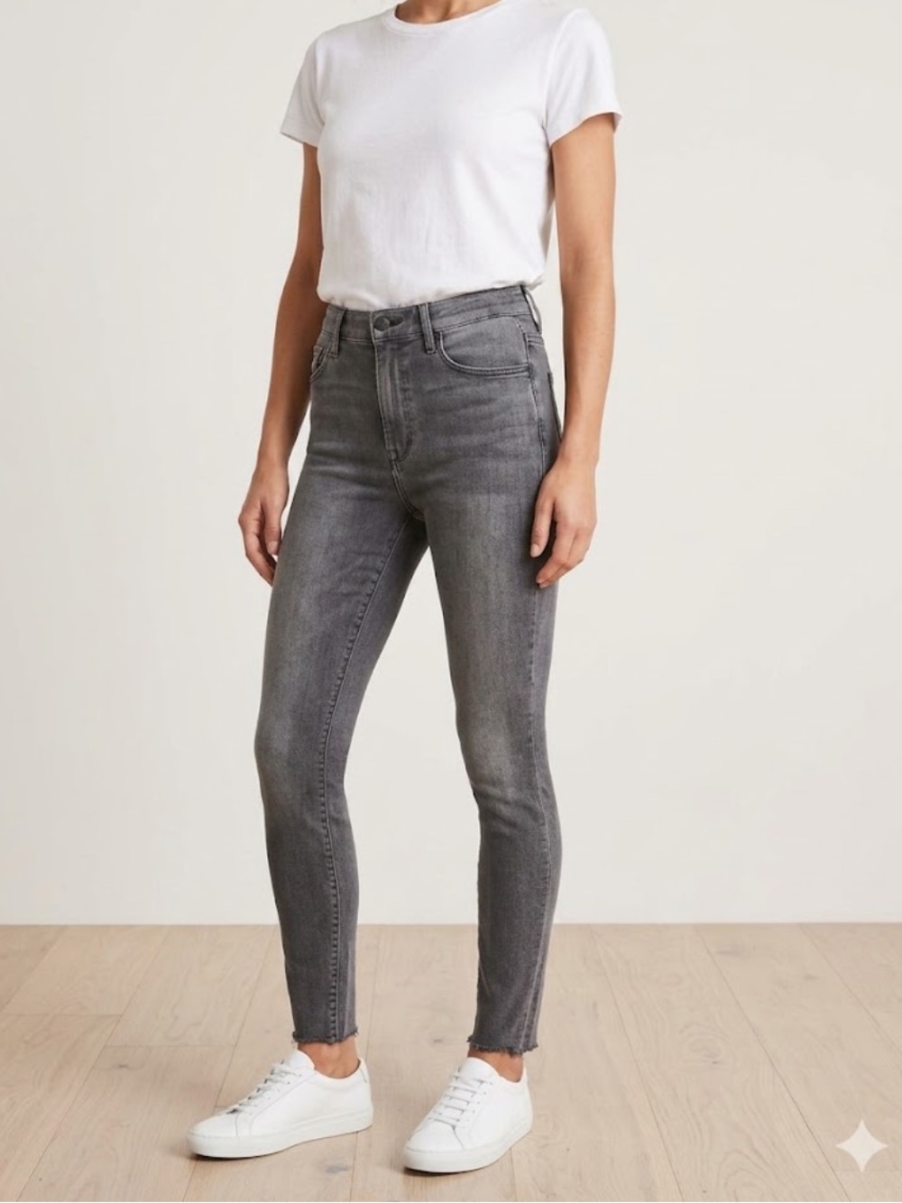 MOTHER The Looker High Waisted Ankle Fray Grey Jeans Size 26
